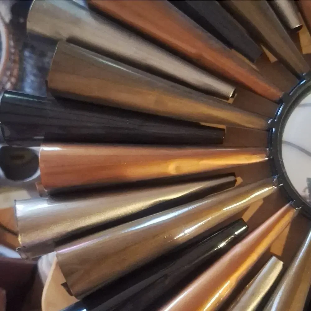 Sunburst/Starburst Wall Mounted Accent Mirror, Metal Framed, Black Gold Bronze